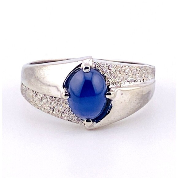 Blue Star Sapphire Sterling Silver Man’s Ring Vintage Sz 9 SEE VIDEO - Picture 1 of 7